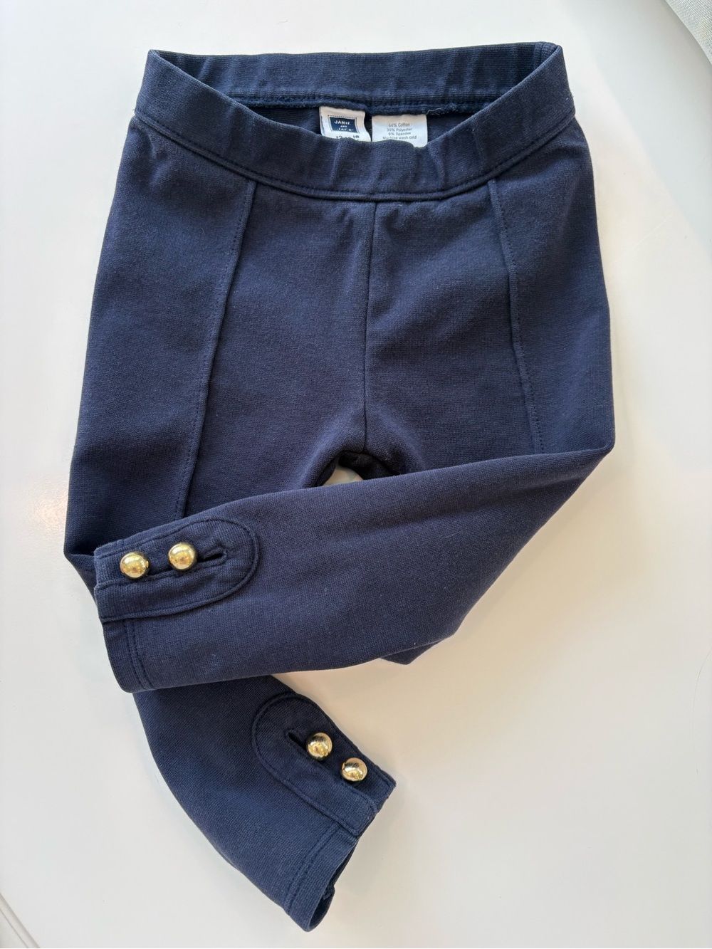 Janie and Jack Navy Leggings with Gold Button Detail